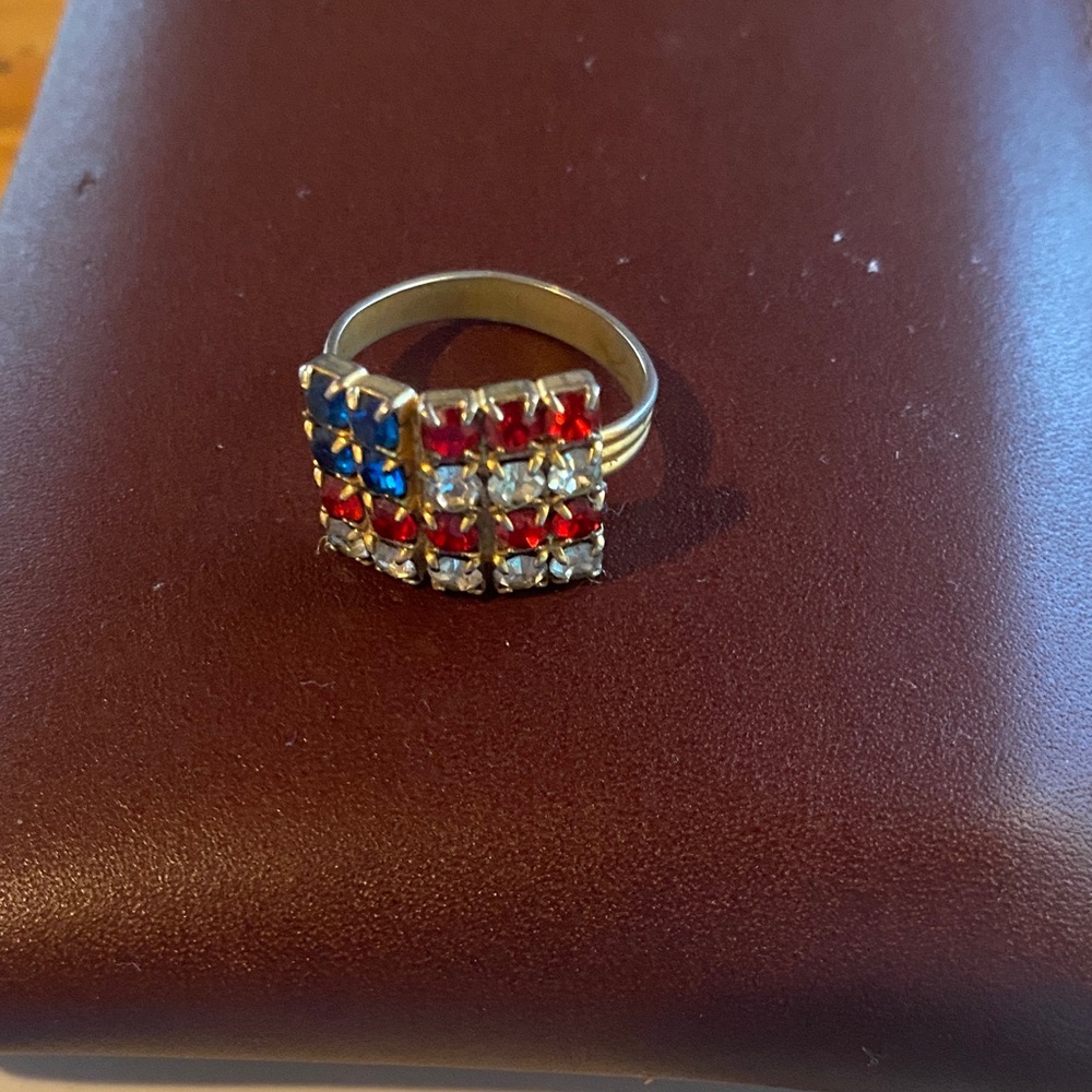 Elegant Red, Blue, and Silver Ring